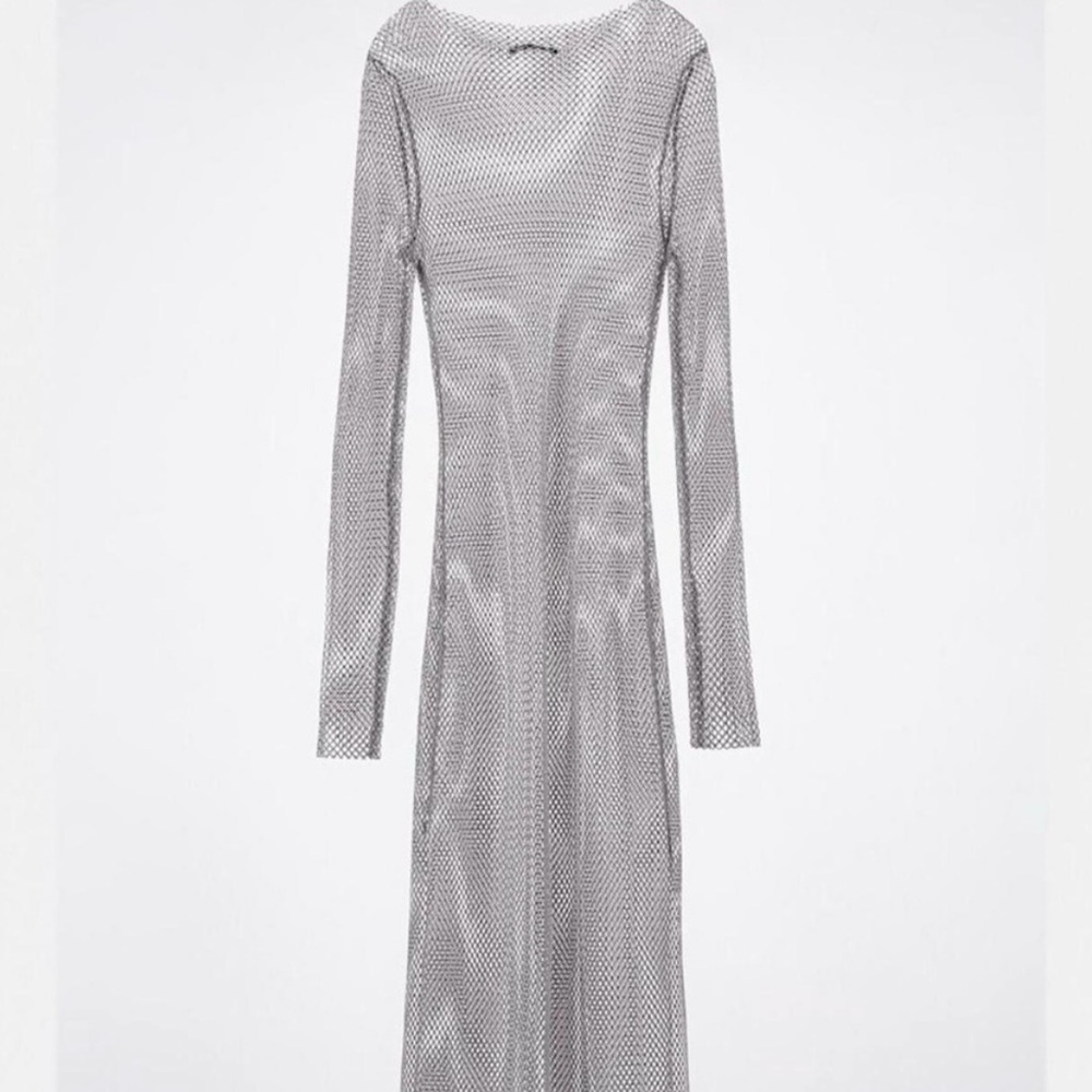 Zara Rhinestone Mesh Maxi Dress